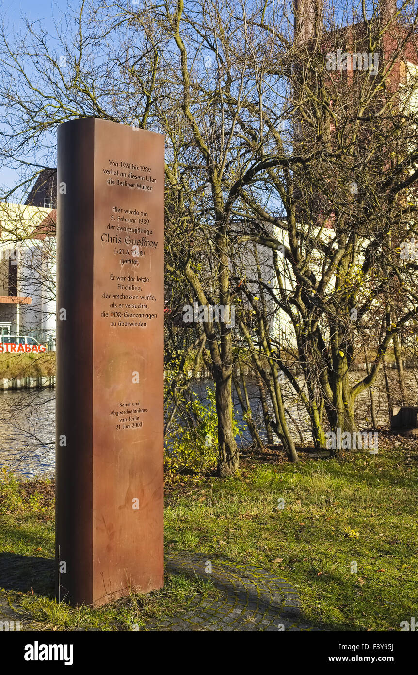 Denkmal für Chris Gueffroy, Berlin Stockfoto