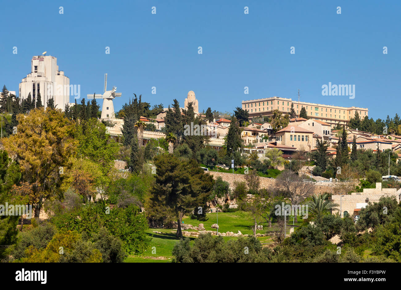 Blick über den historischen Viertel Yemin Moshe Stockfoto