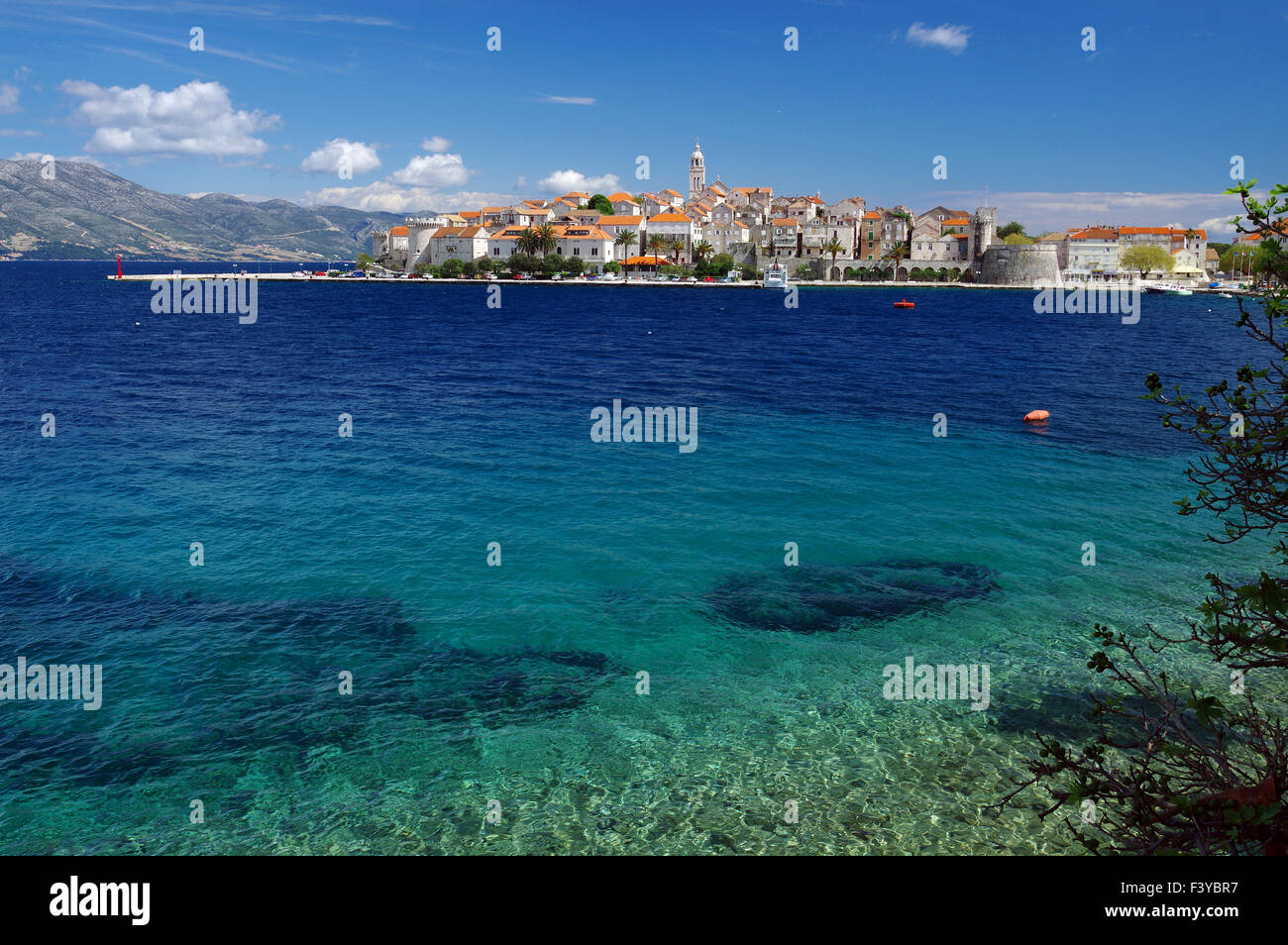 Blick über die alte Stadt Korcula Stockfoto