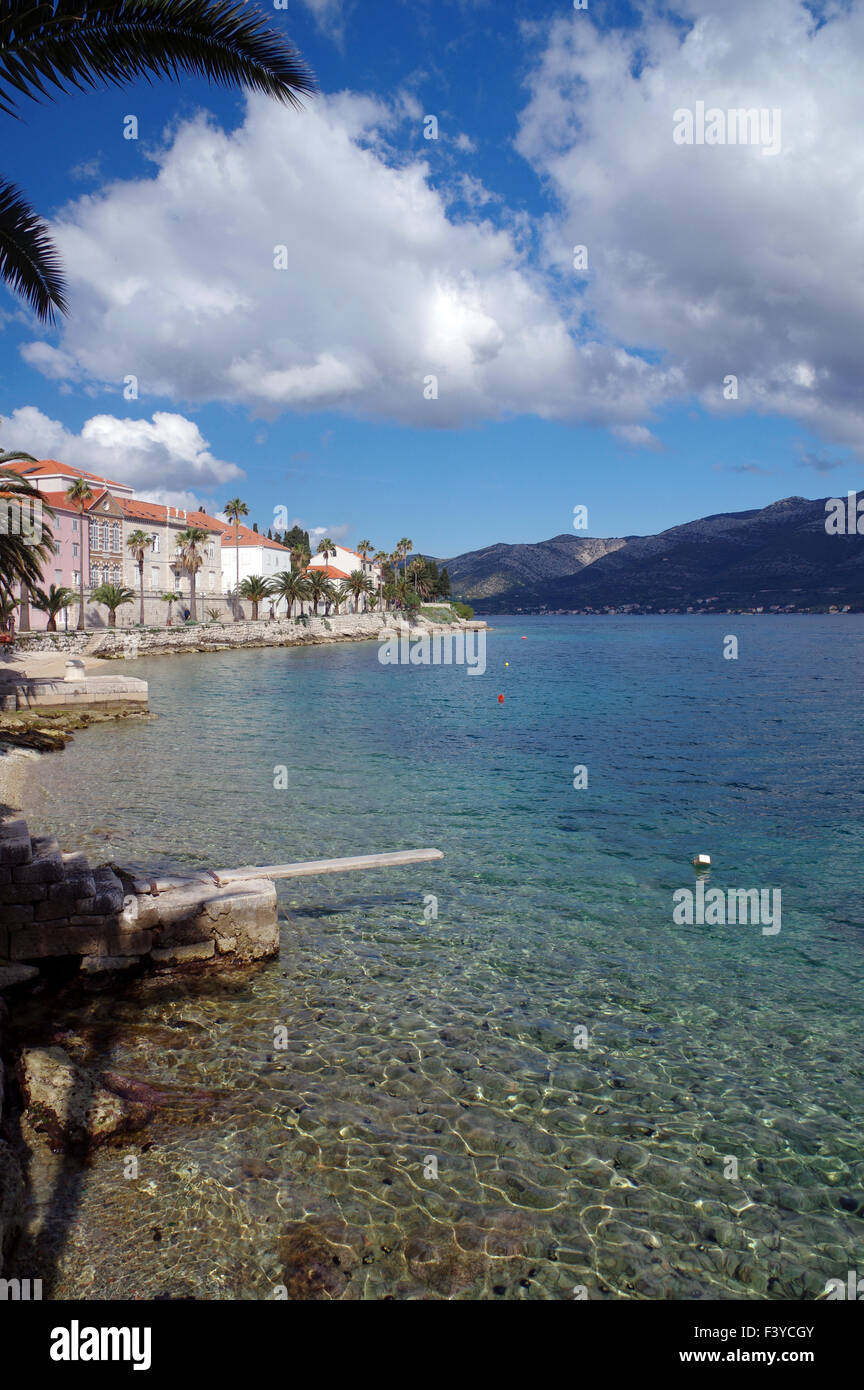 Blick über die alte Stadt Korcula Stockfoto