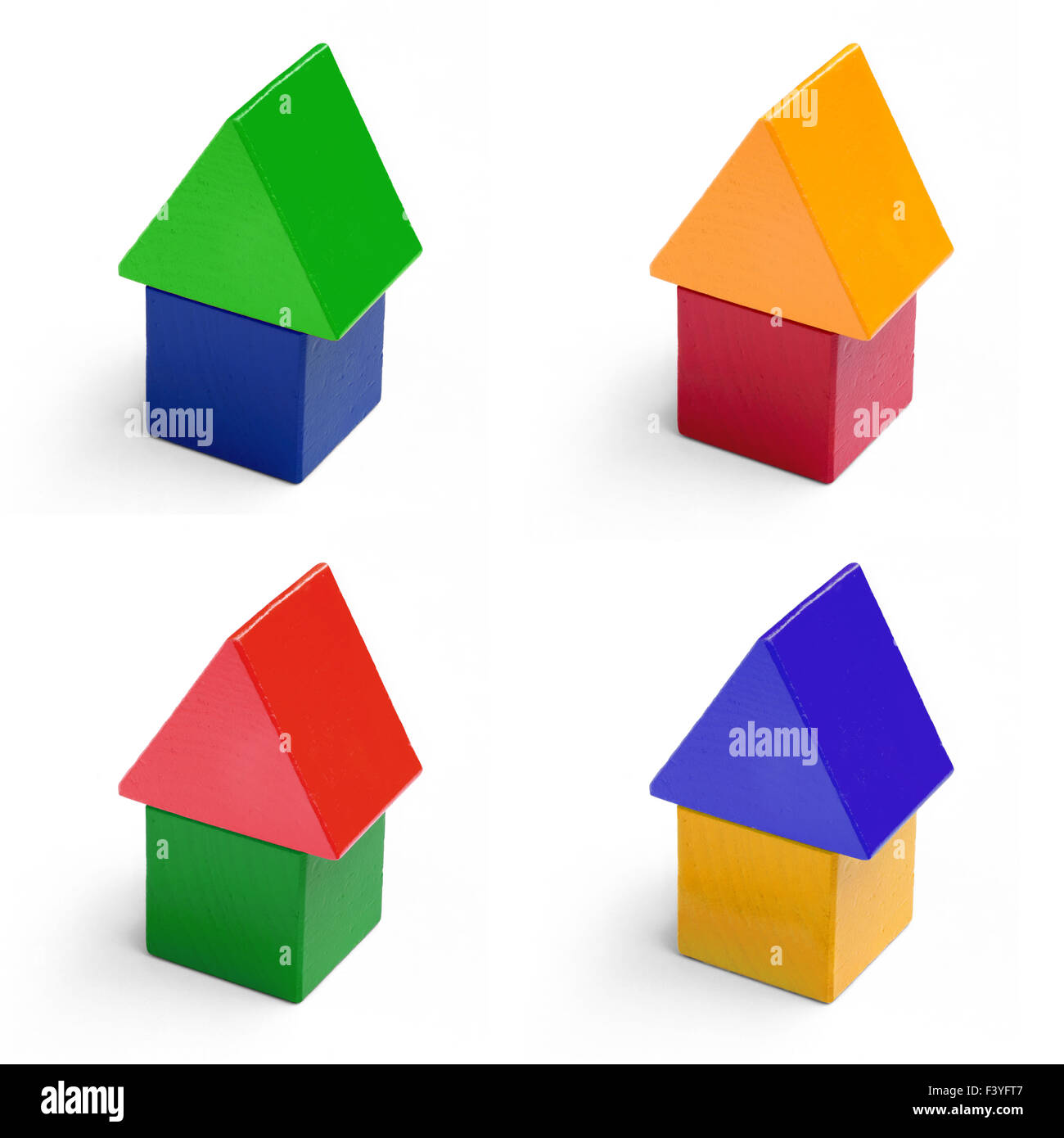 Verschiedene farbige Backsteinhäuser Stockfoto