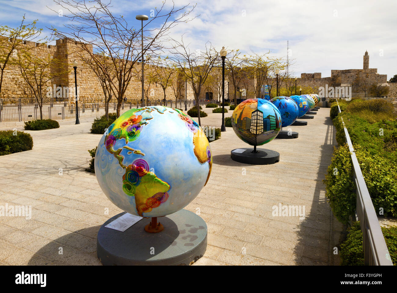 Ausstellung-Globen in Jerusalem Stockfoto