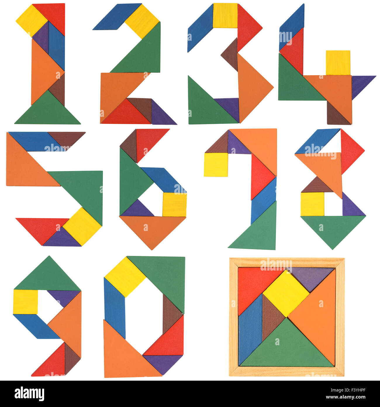 Zahlen Set, tangram Stockfoto