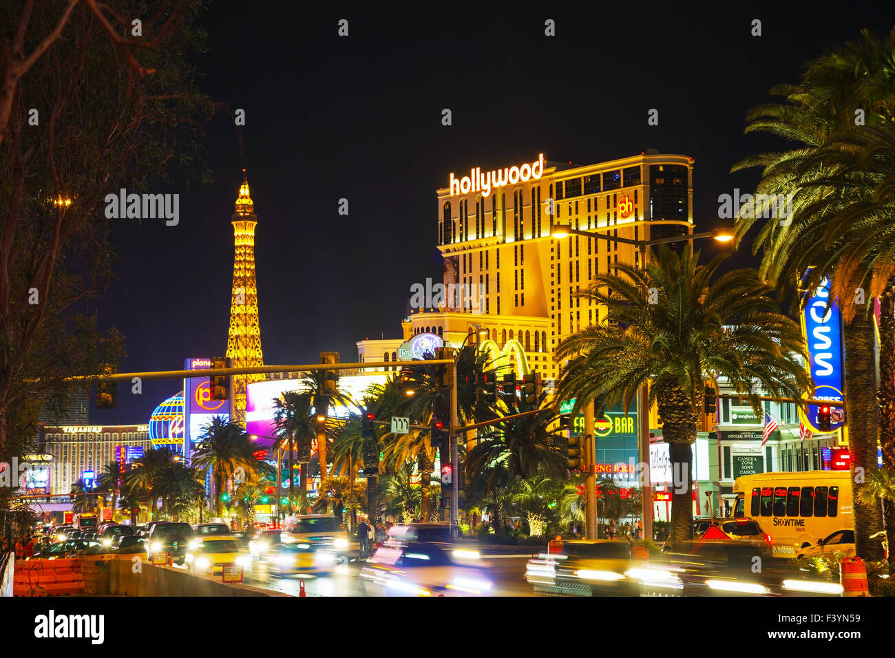 Las Vegas Boulevard in der Nacht Stockfoto