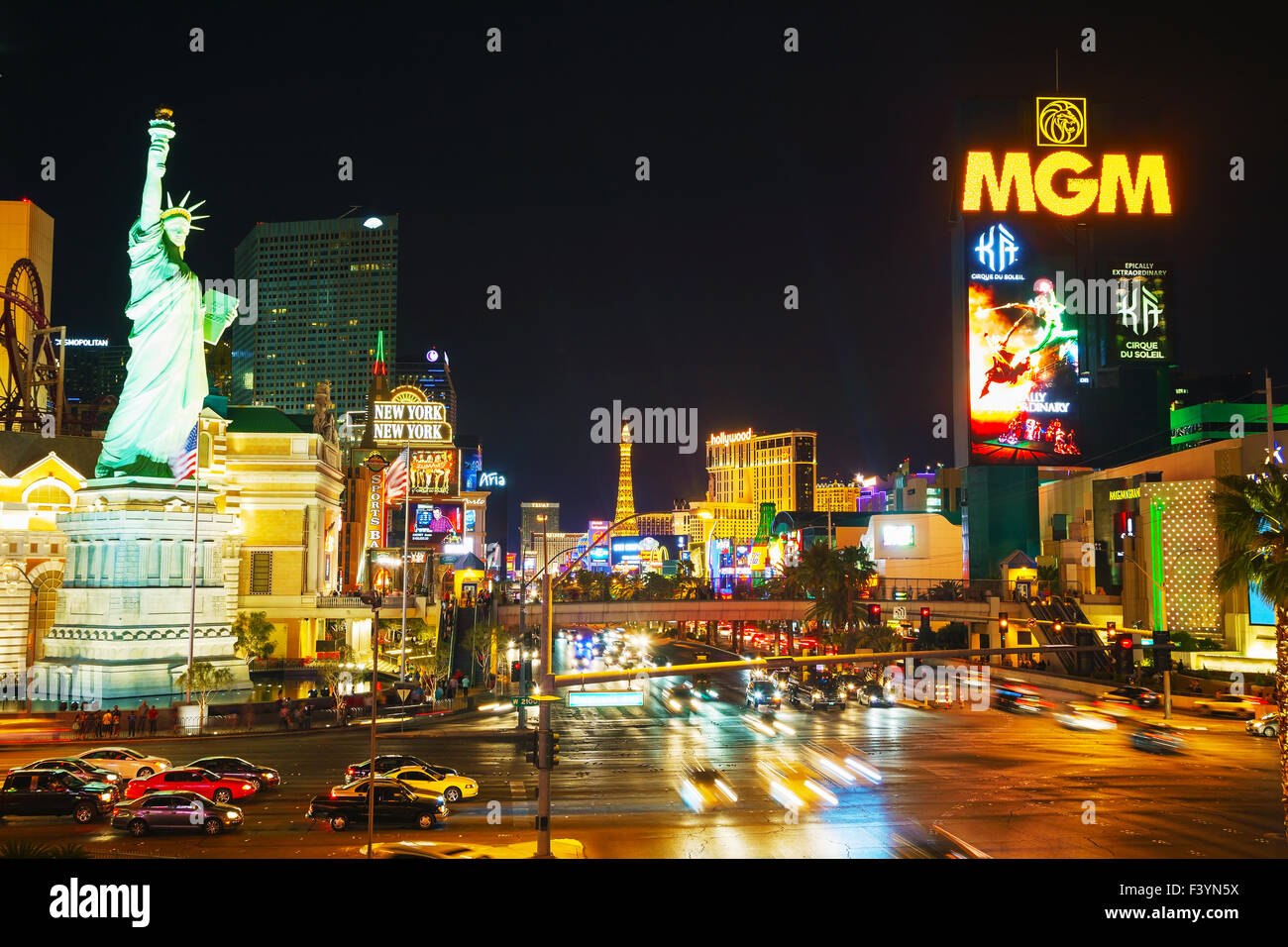 Las Vegas Boulevard in der Nacht Stockfoto