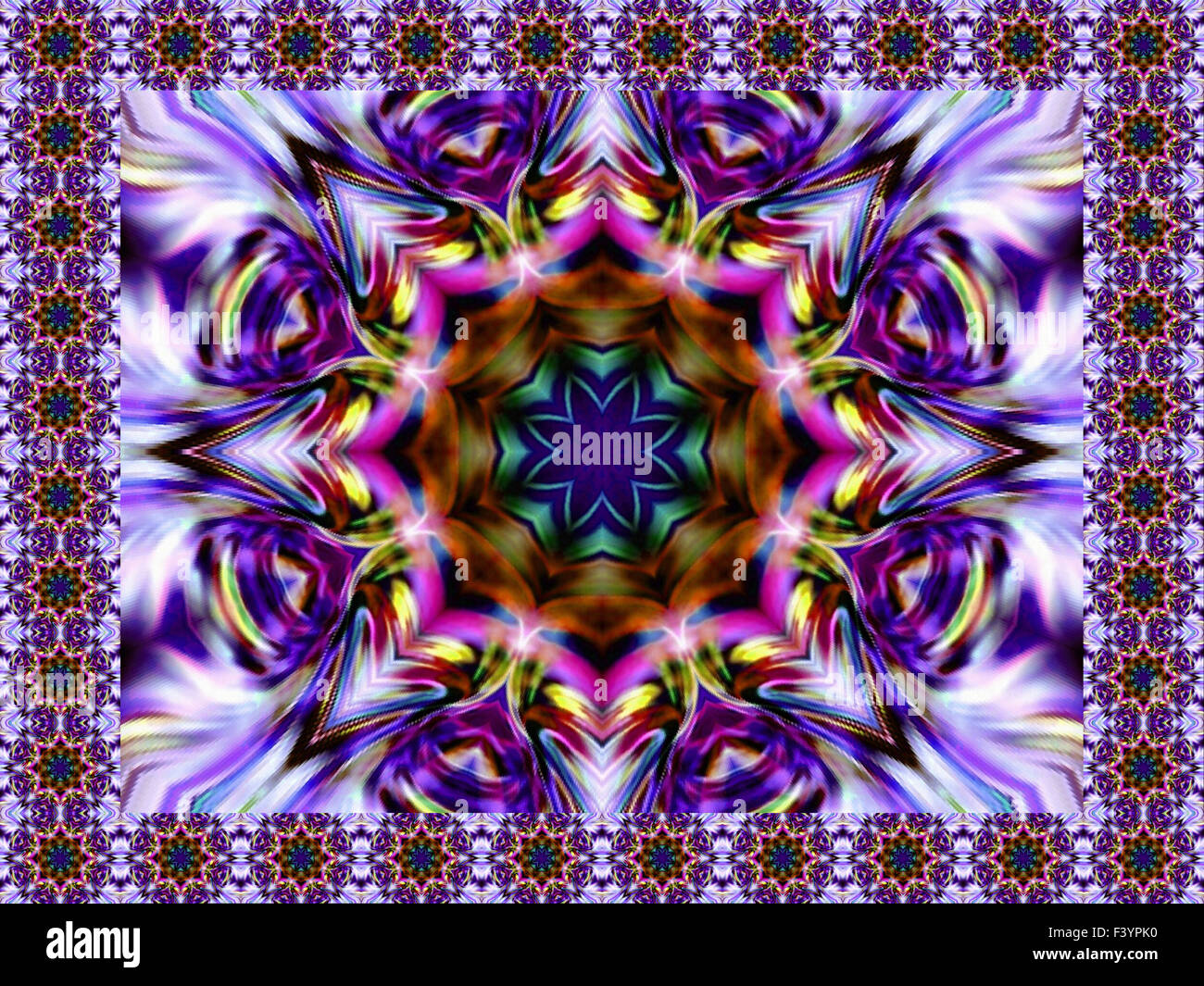 Geometrische abstrakte Ornament. Kaleidoskop.  In der Originalrahmen.     A-0143. Stockfoto