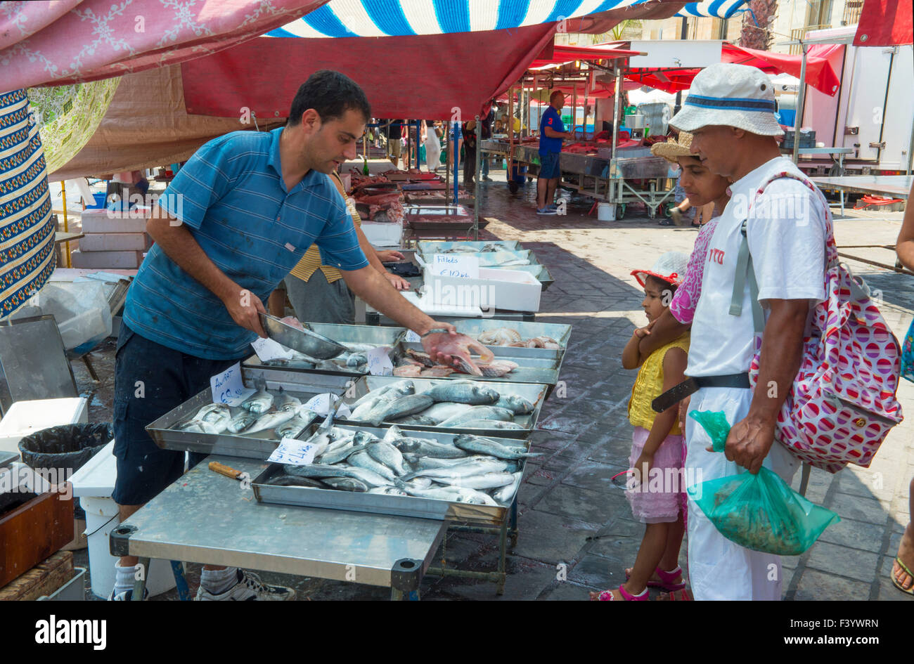 Frischer Fisch stall Marsaxlokk Markt Malta Stockfoto