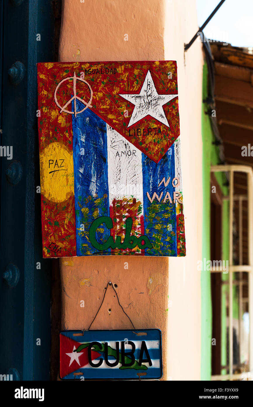 Kuba selbst gemalten Bilder auf einem Markt Stockfoto
