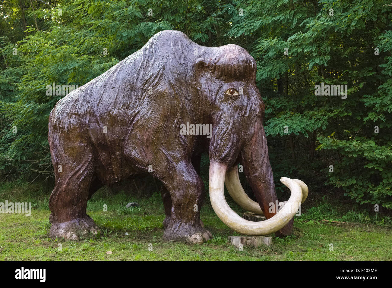 Skulptur eines Mammuts in der Nähe von Joachimsthal Stockfoto