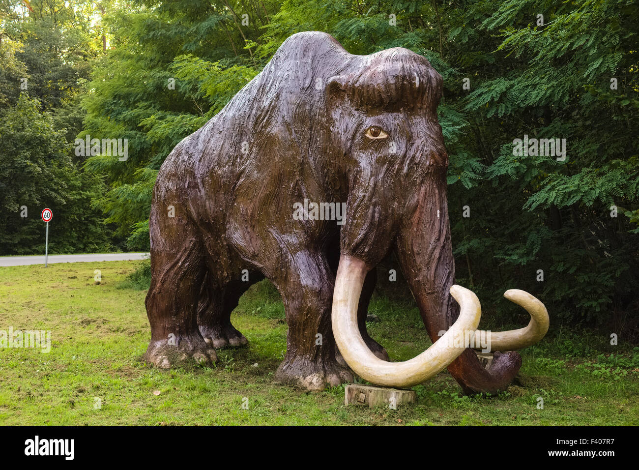 Skulptur eines Mammuts in der Nähe von Joachimsthal Stockfoto