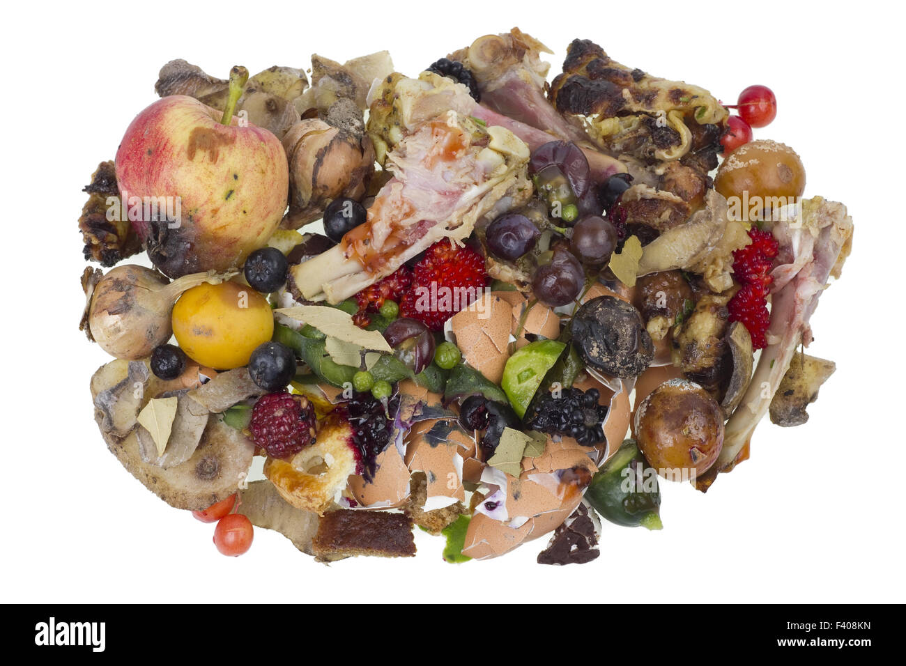 Verdorbenes Essen isoliert Abfallkonzept Stockfoto