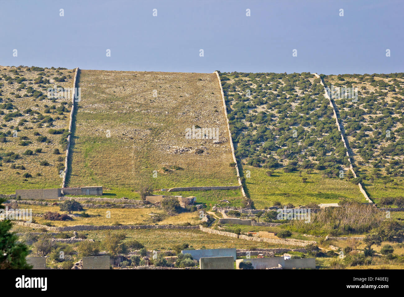 Wände der Stein Wüste Insel Pag Stockfoto