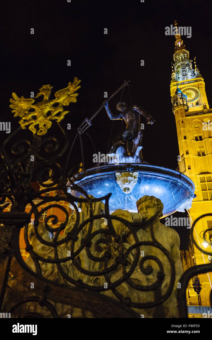 Neptunbrunnen, Danzig, Polen Stockfoto