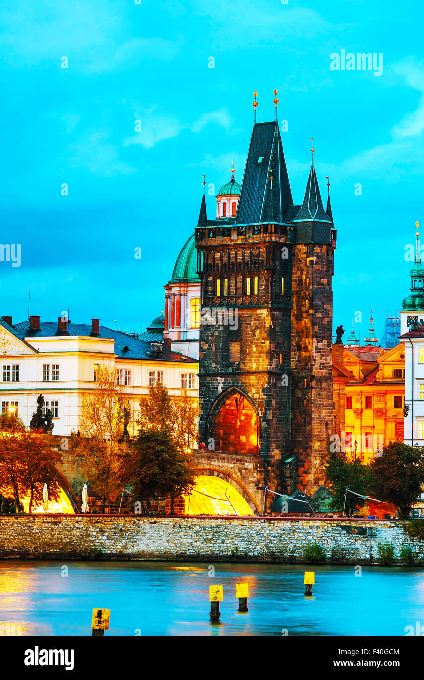 Die alte Stadt Charles Brückenturm in Prag Stockfoto