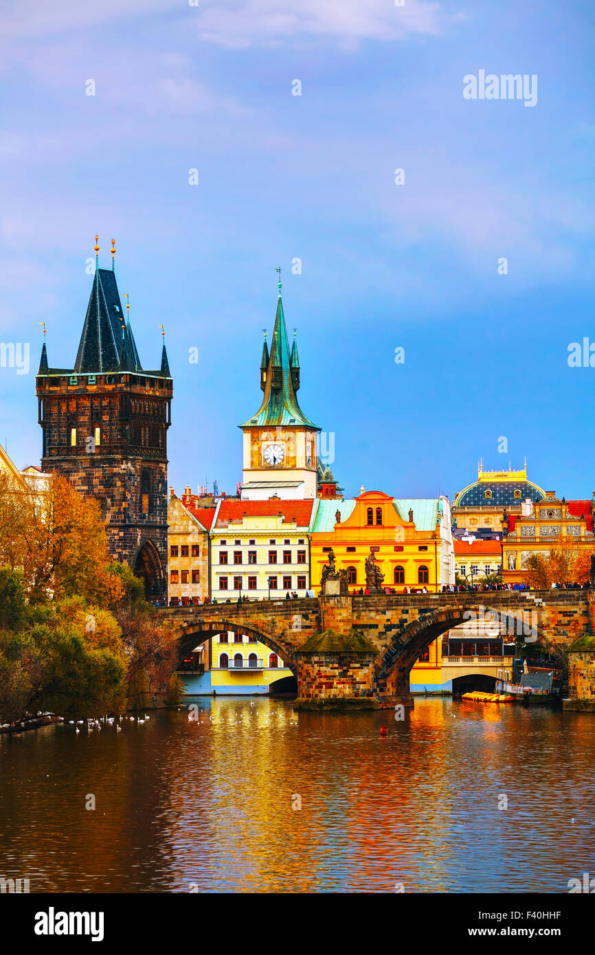 Die alte Stadt Charles Brückenturm in Prag Stockfoto