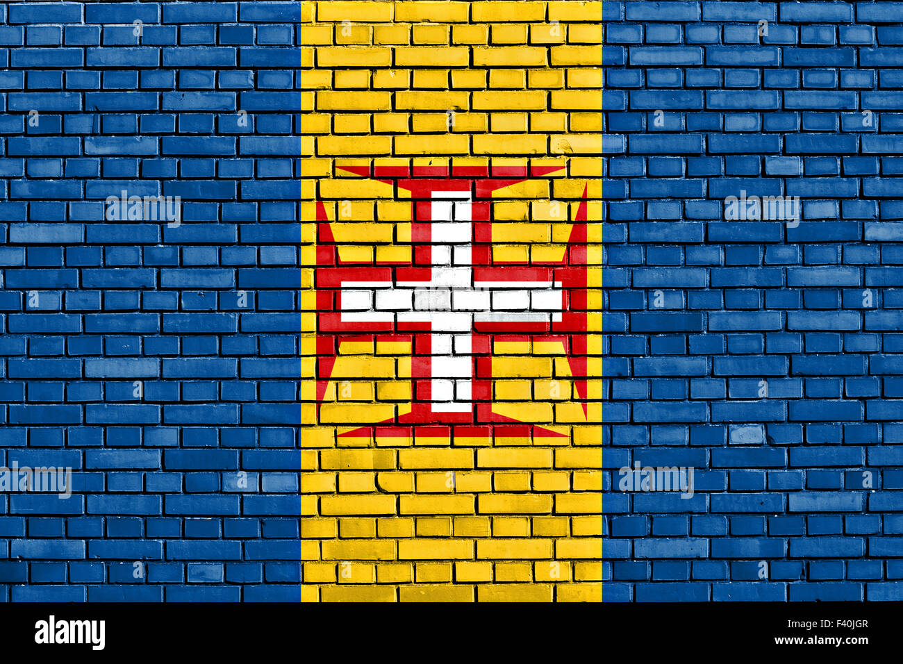 Flagge von Madeira auf die Mauer gemalt Stockfoto