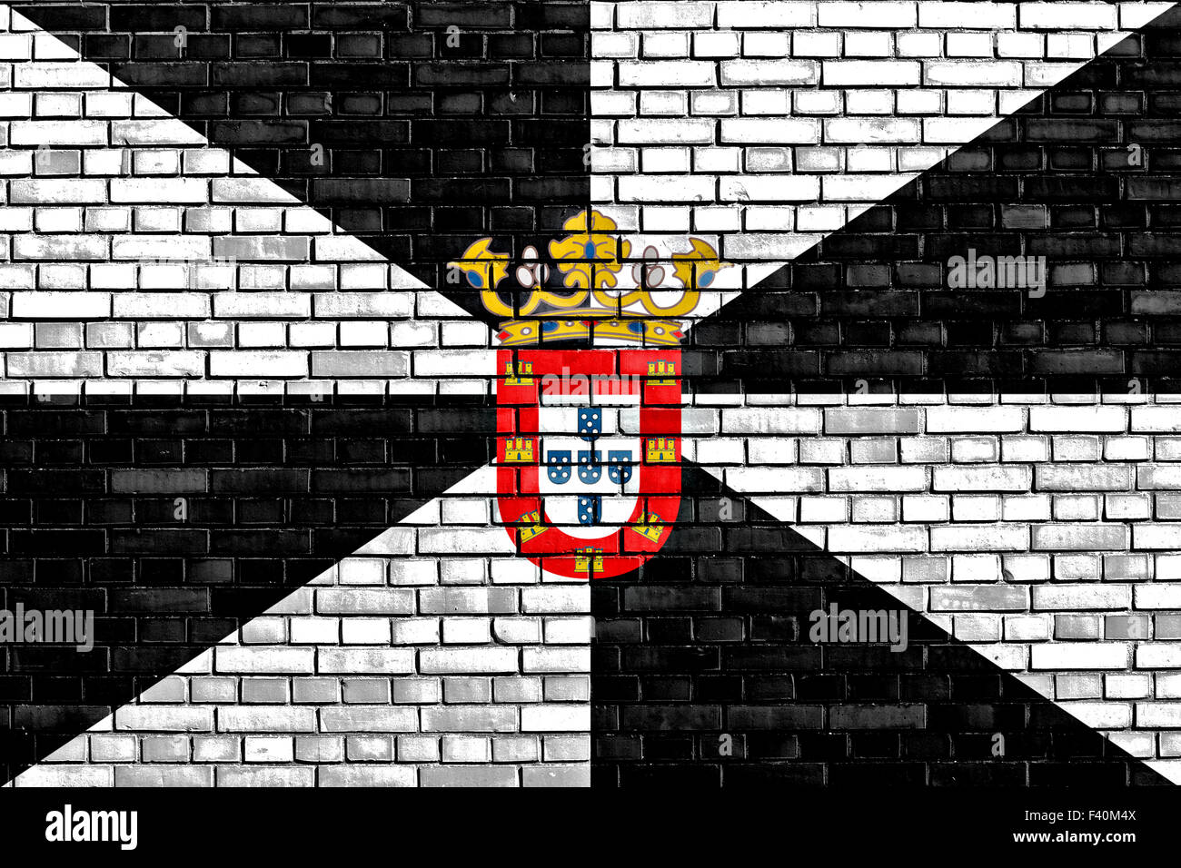 Flagge Ceuta auf Mauer gemalt Stockfoto