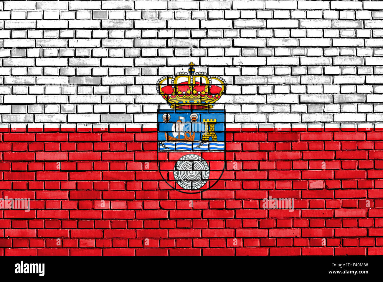 Flagge von Kantabrien auf Mauer gemalt Stockfoto
