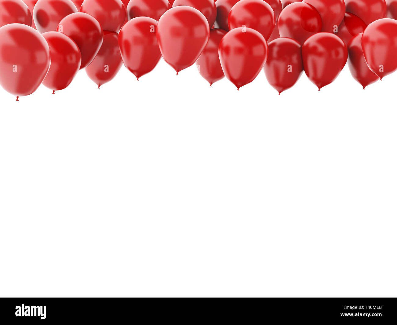 Rote Luftballons isoliert auf weißem Hintergrund Stockfoto