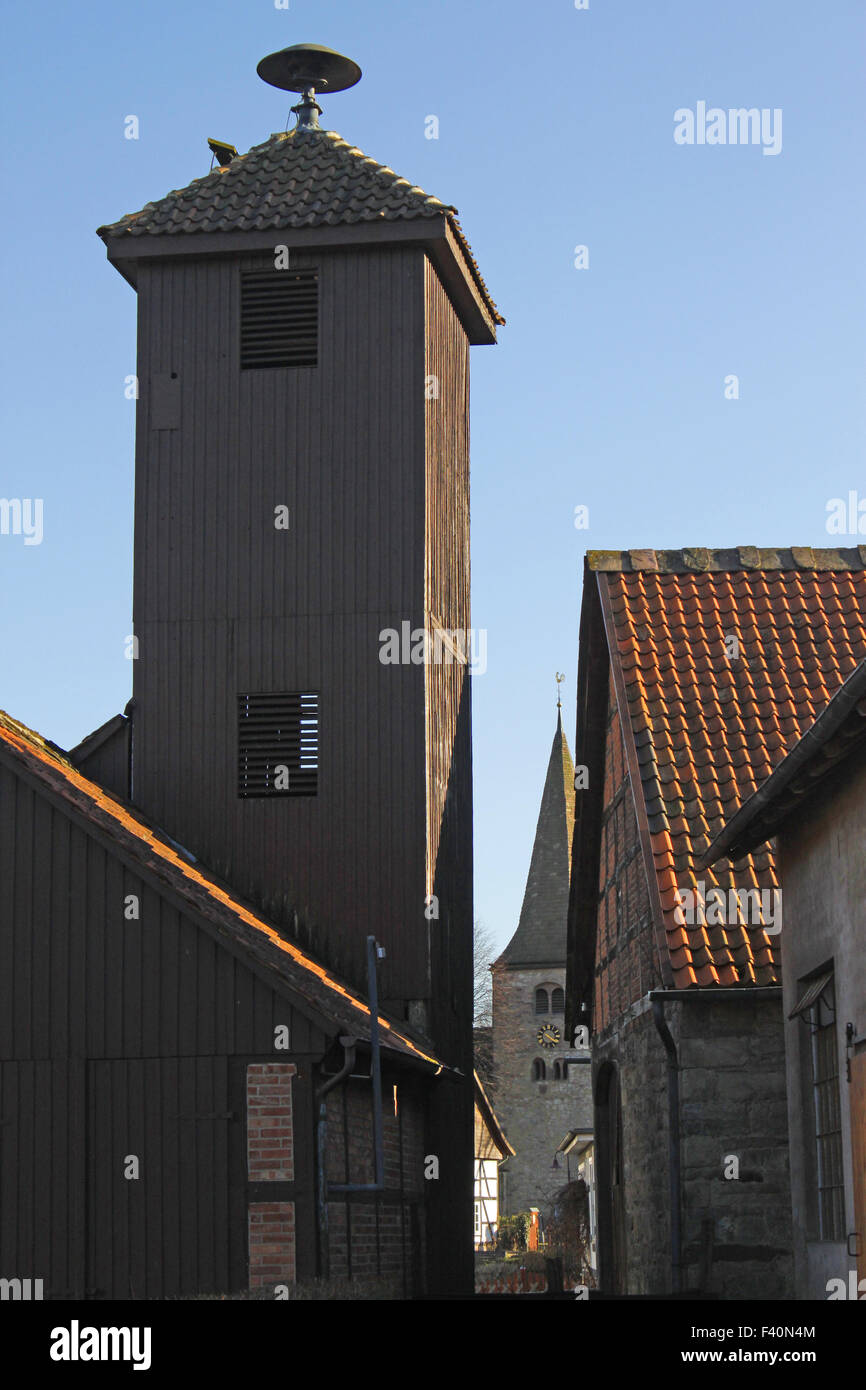 altes Feuerwehrauto-Haus Stockfoto