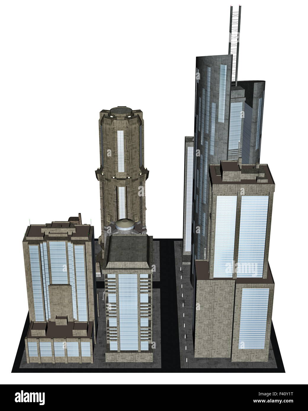 Stadtblock - 3D render Stockfoto