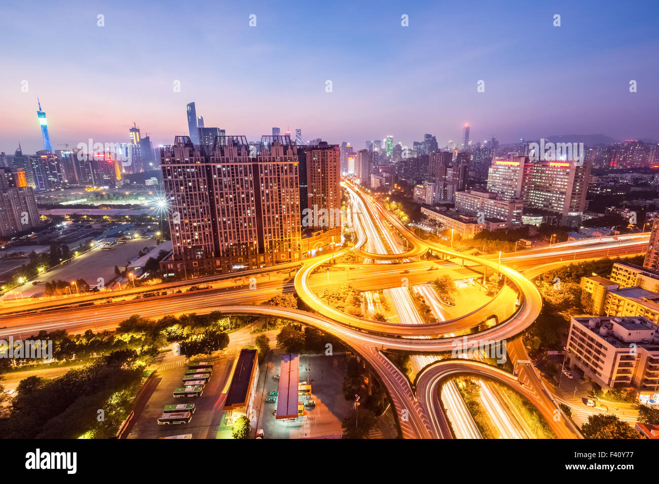 Guangzhou Huangpu Austausch Straße panorama Stockfoto