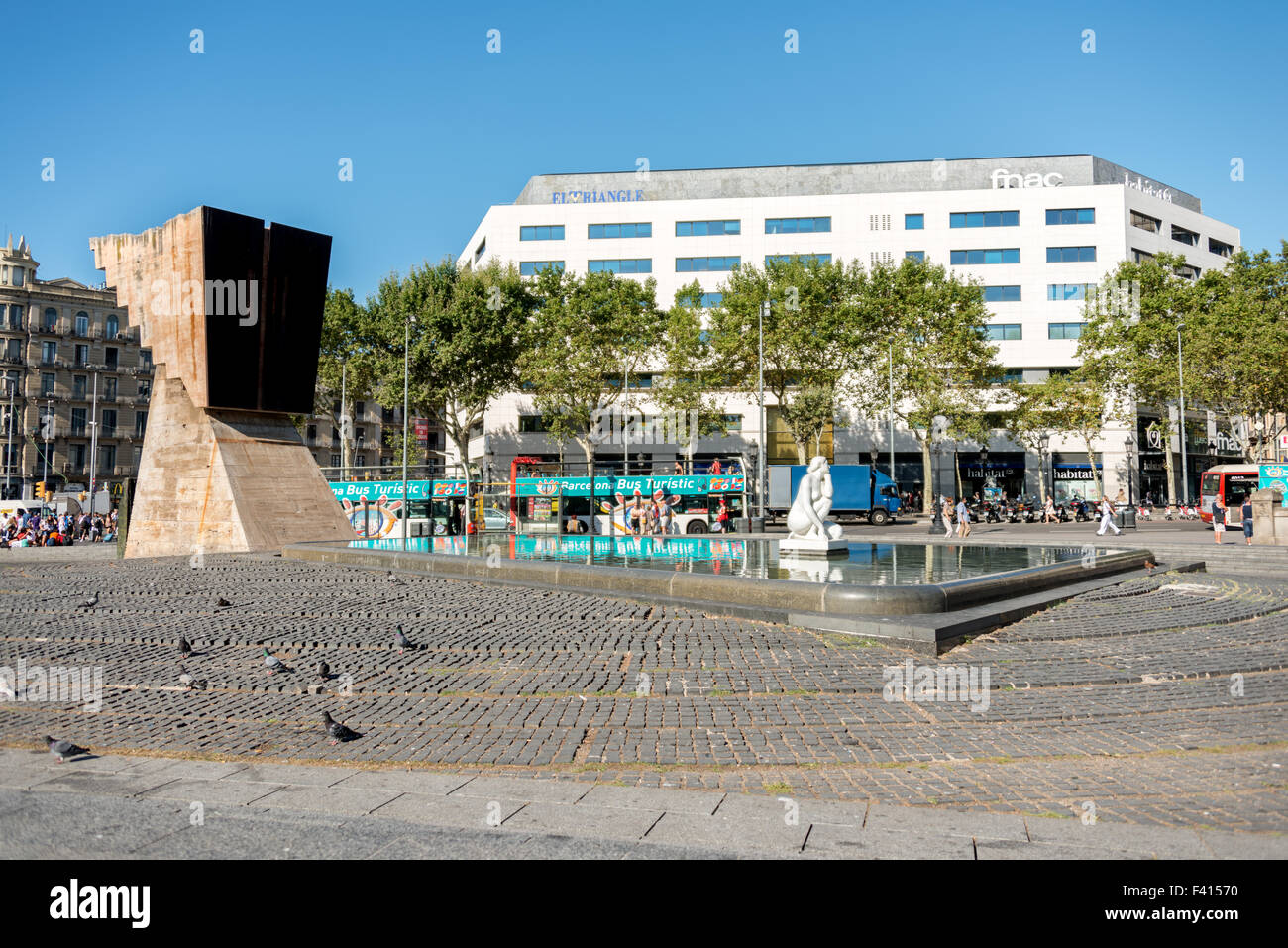 Macia Monument Plaza Cataluna Stockfoto