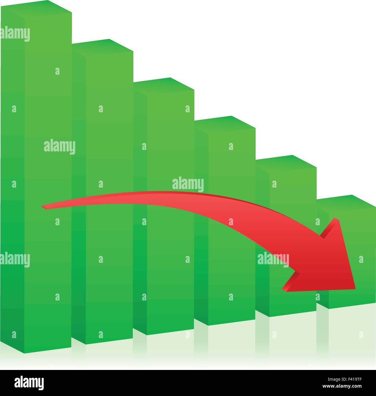 Grüne 3D-Diagramms mit Reflektion auf weißem Hintergrund. Vektor-Illustration. Stock Vektor