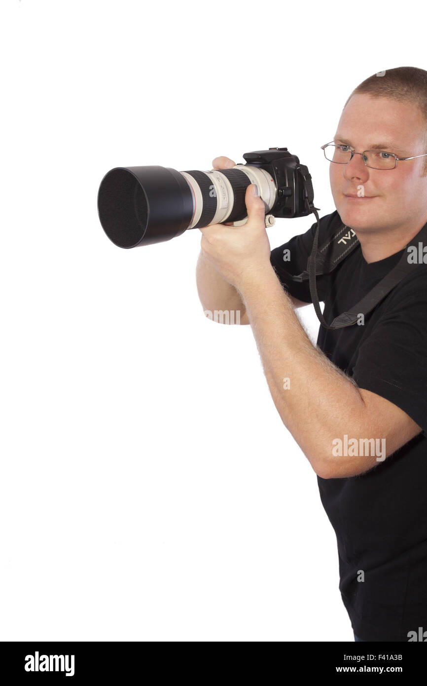 Männer mit digitalen Spiegelreflexkamera Stockfoto