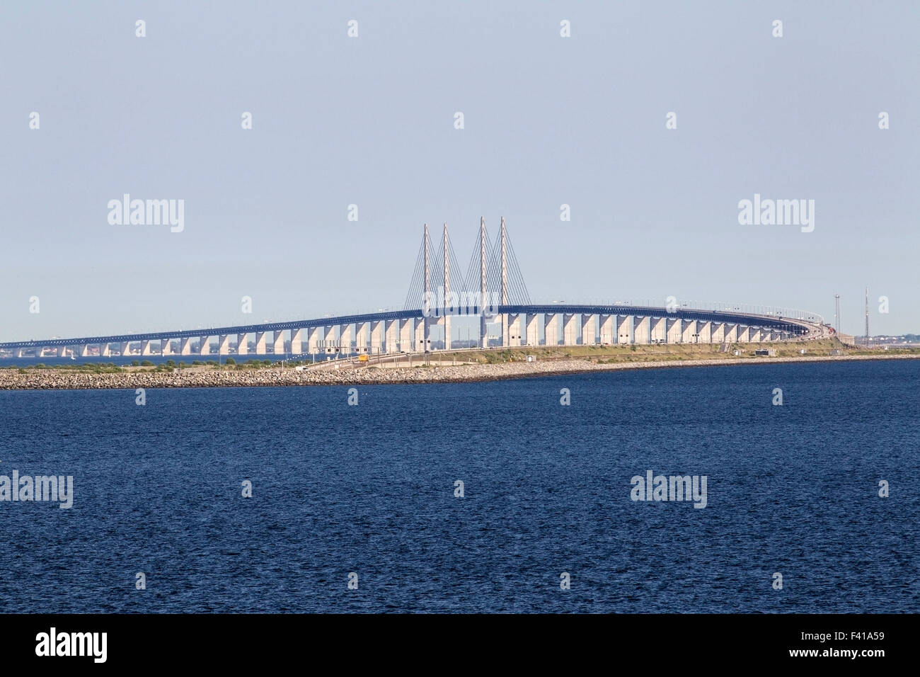 Blick auf die Öresundbrücke zwischen Dänemark und Schweden Stockfoto
