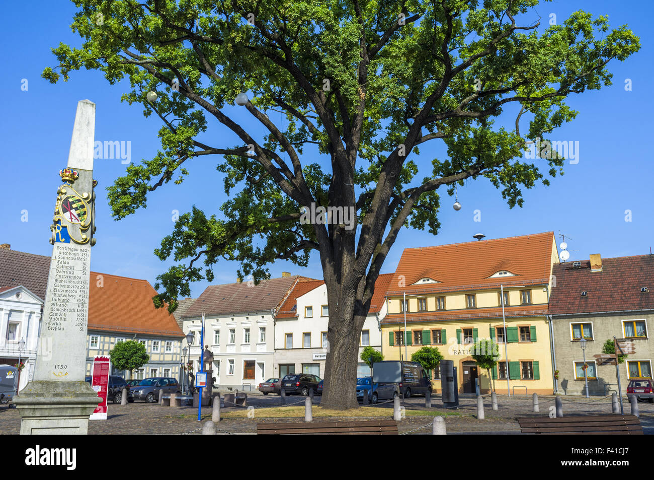 Marktplatz in Uebigau, Brandenburg, Deutschland Stockfoto