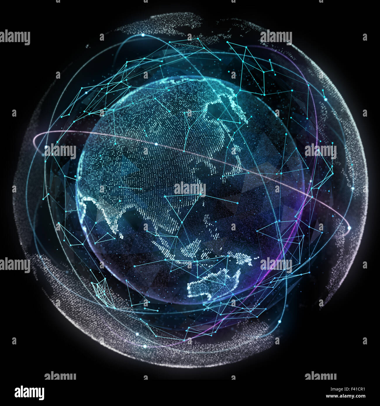 Abstrakte Karte des globalen Telekommunikationsnetzes Stockfoto