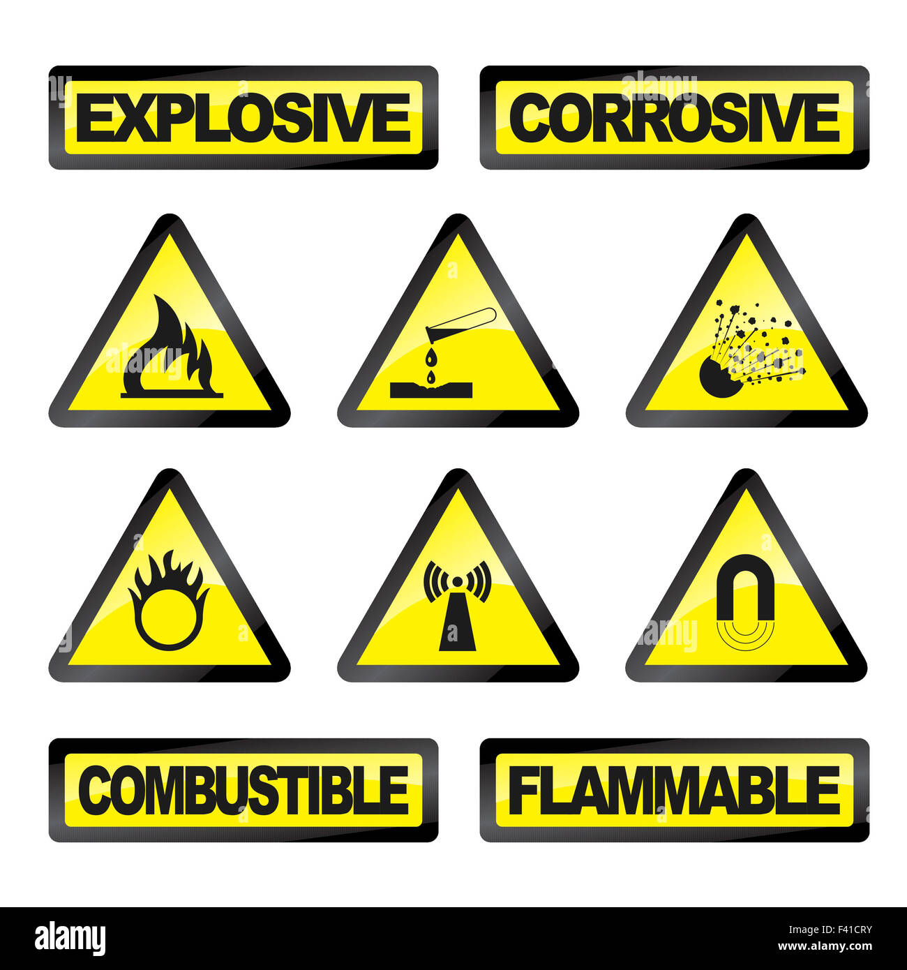 Vektor-Illustration der Gefahr Industrie Ikonen Stockfoto