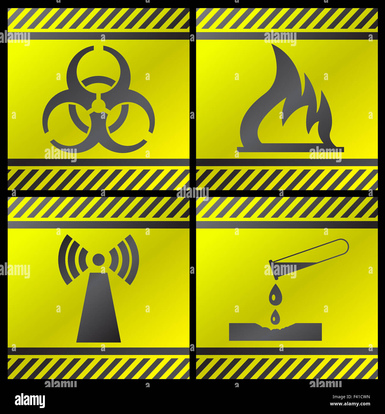 Vektor-Illustration der Gefahr Industrie Ikonen Stockfoto