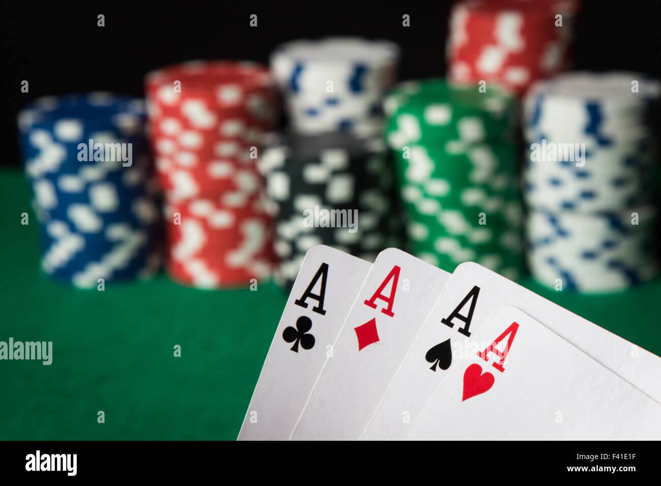 vier einer Art Poker hand Asse Stockfoto