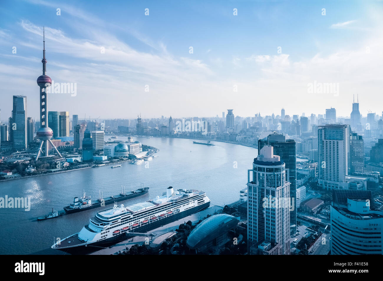 Luftaufnahme des Huangpu-Flusses Stockfoto