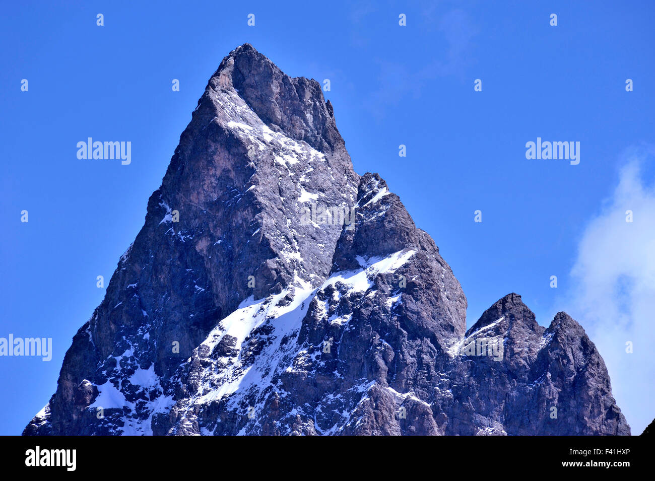 Gipfel von La Meije, Französische Alpen, Frankreich Stockfoto