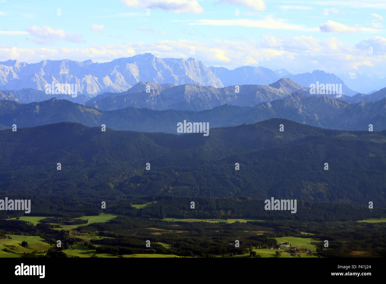 Allgäu und Bergsenke der Alpen Stockfoto