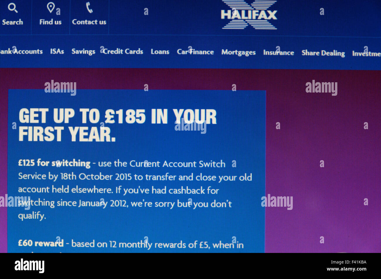 Website der Halifax Bank. Stockfoto