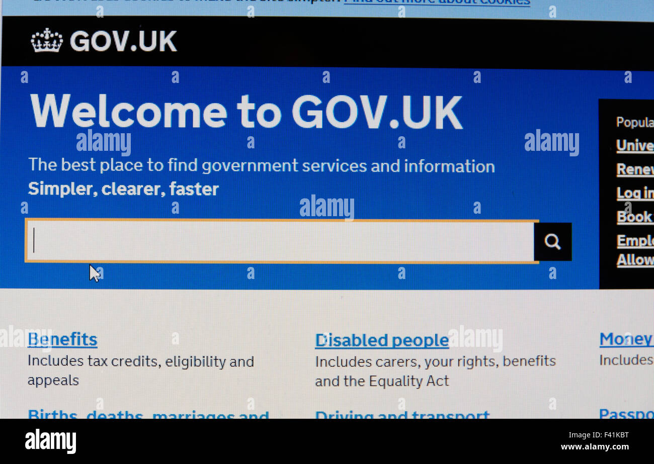 Gov.uk Webseite Stockfoto