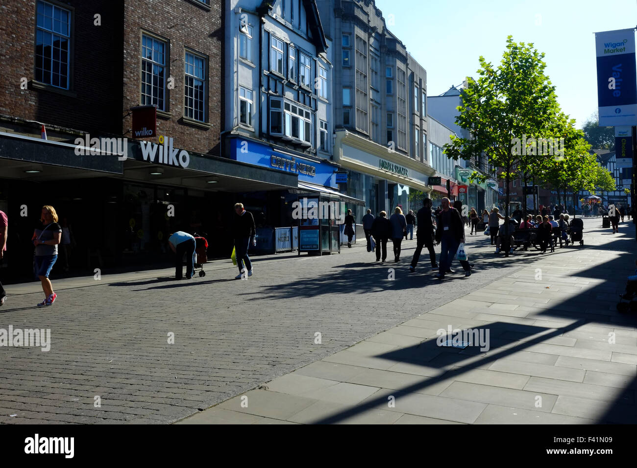 Wigan Stadtzentrum Stockfoto