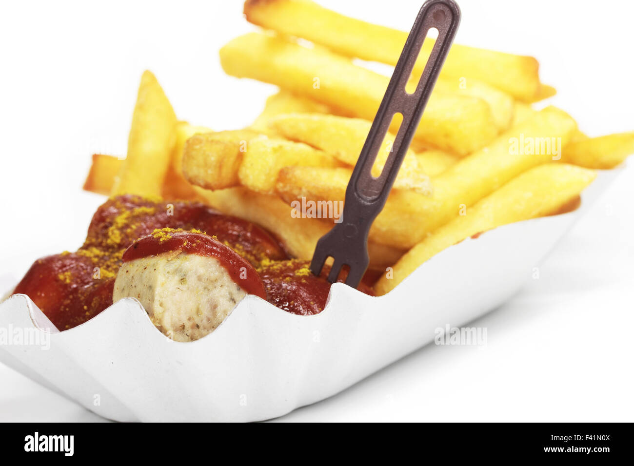 Wurst mit Curry-sauce Stockfoto