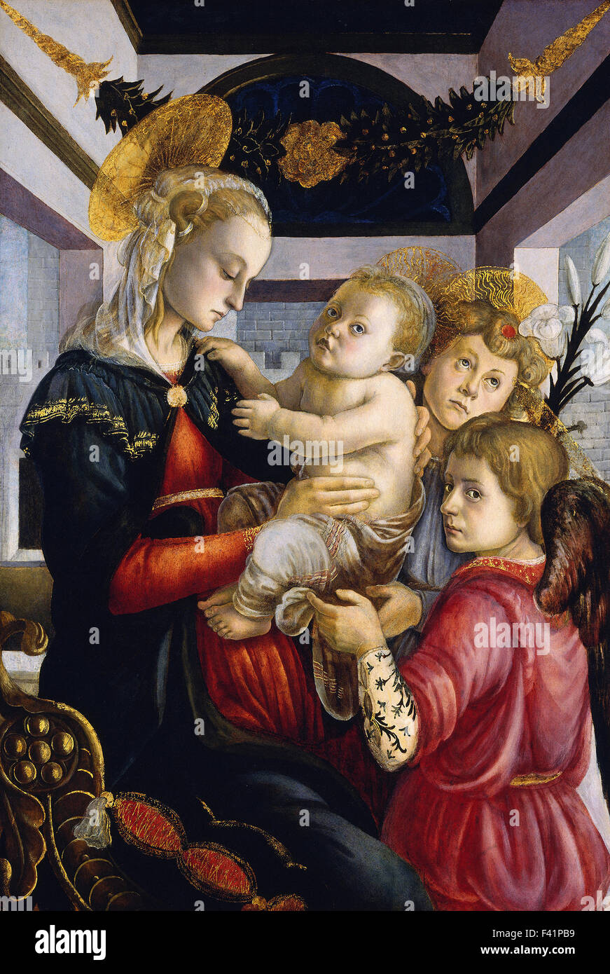Sandro Botticelli - Madonna und Kind mit Engeln Stockfoto