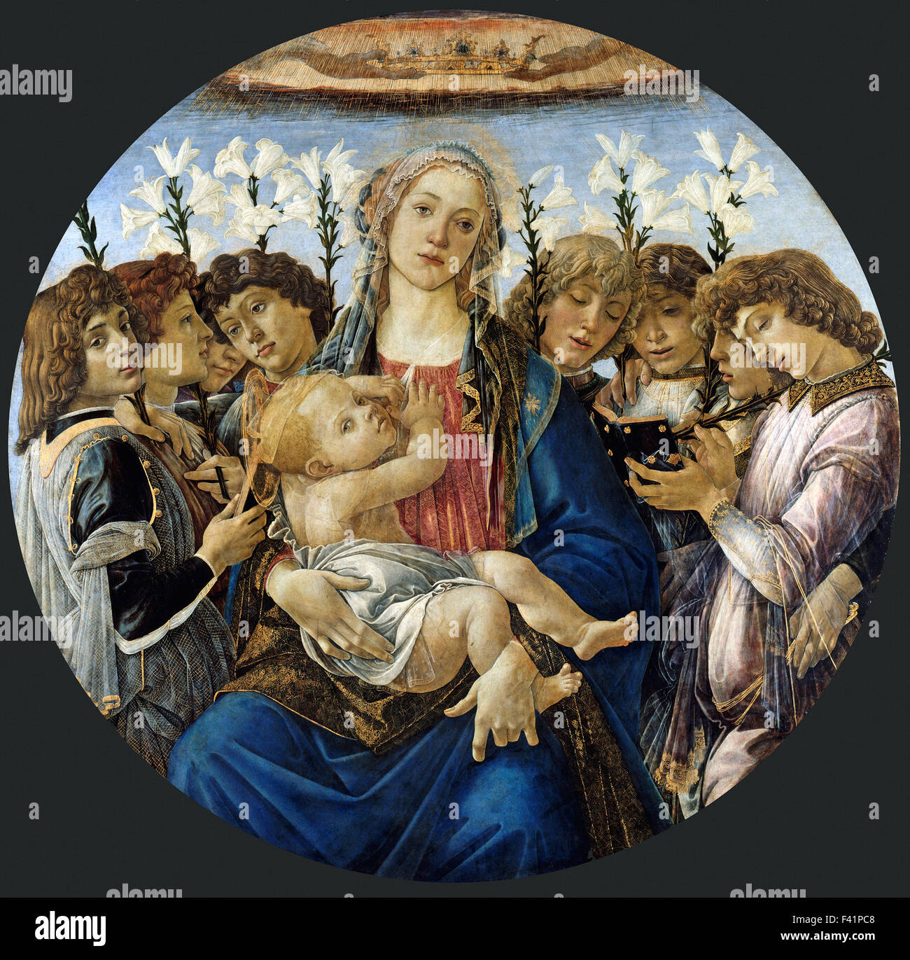 Sandro Botticelli - Maria mit dem Kind und singenden Engeln Stockfoto