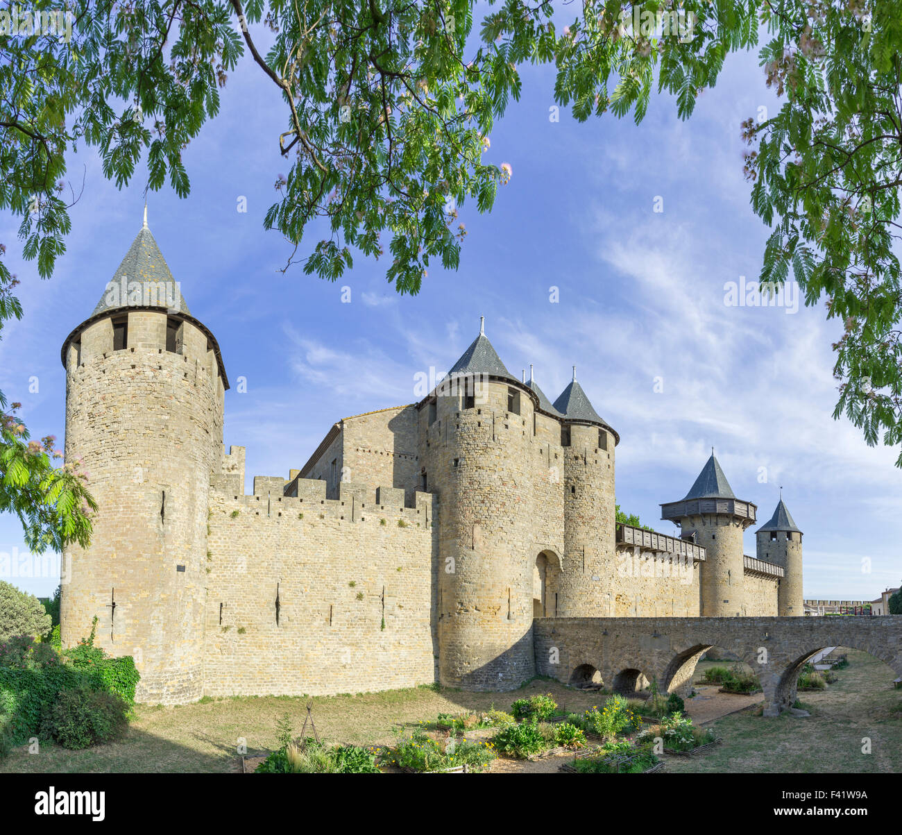 Grafenschloss, Château Comtal, Cité de Carcassonne, Languedoc-Roussillon, Frankreich Stockfoto