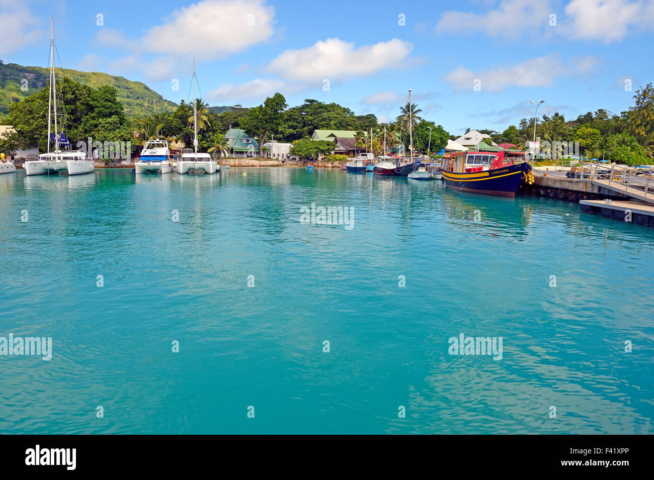 Port, La Passe, La Digue, Seychellen Stockfoto