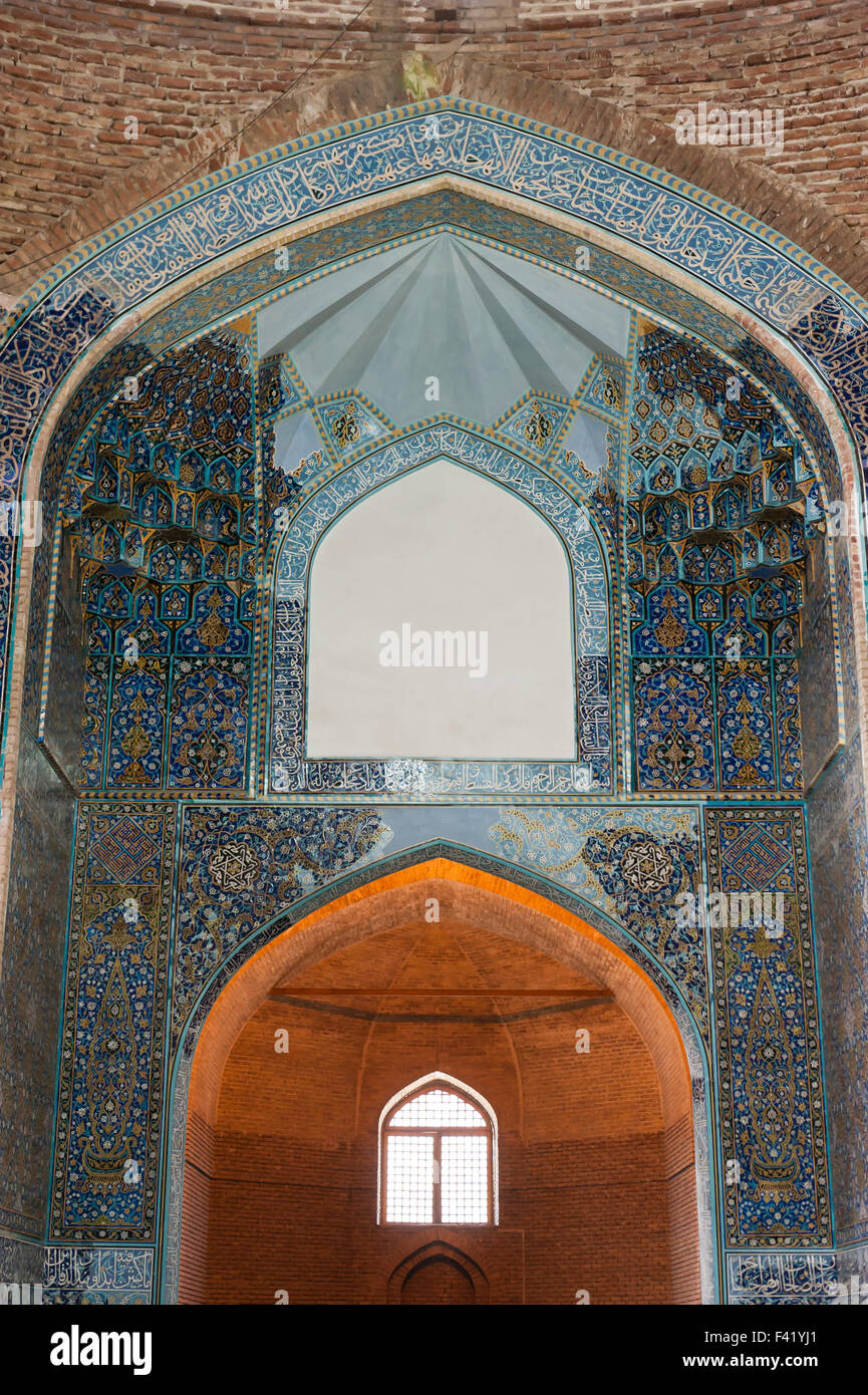 Blaue Moschee, innen verziert mit blauen Kacheln, blaue Moschee, Tabriz, Ost-Aserbaidschan, Tabriz, Iran Stockfoto