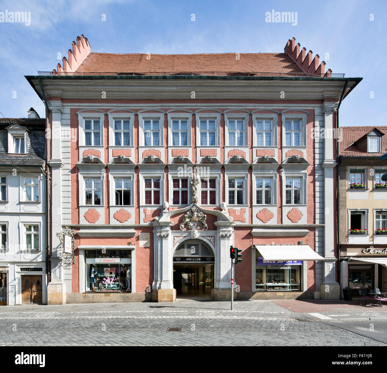 Haus Zum Saal oder Wallenstein-Haus, repräsentatives Gemeindezentrum, Bamberg, Upper Franconia, Bayern, Deutschland Stockfoto