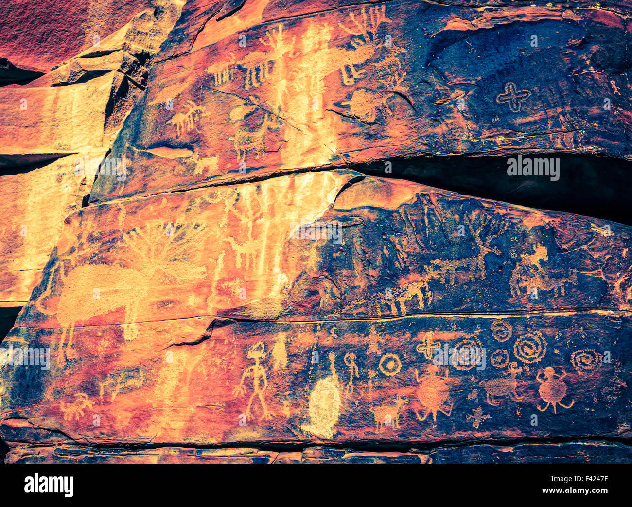 Nahaufnahme Bild der indianische Felszeichnungen auf einer Felswand in der Nähe von Cottonwood, Arizona Stockfoto