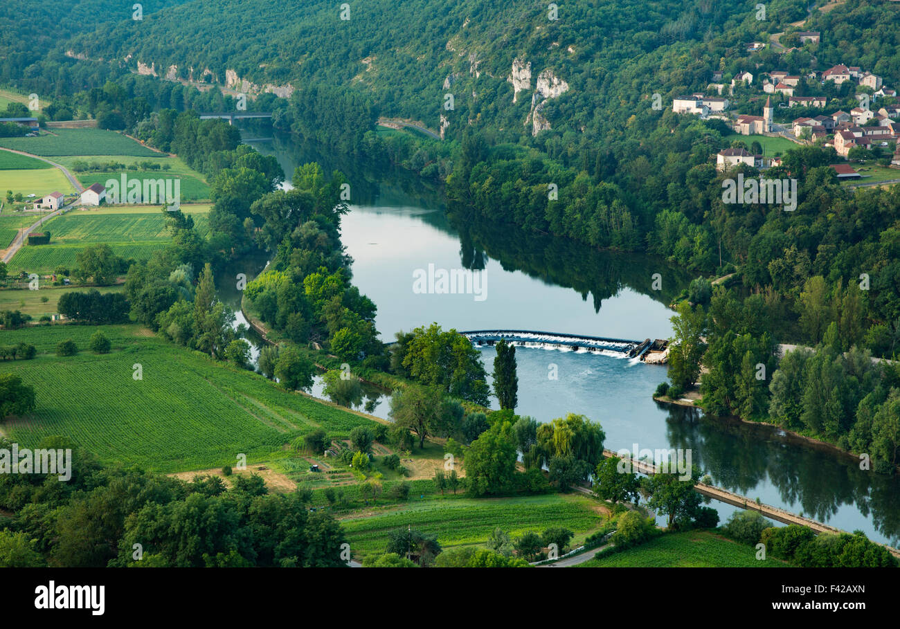 der Fluss Lot bei St Gery, Quercy, Frankreich Stockfoto